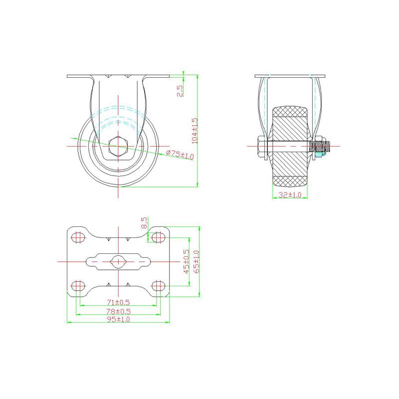 Drawing-3x1.25 Fixed TPR Casters