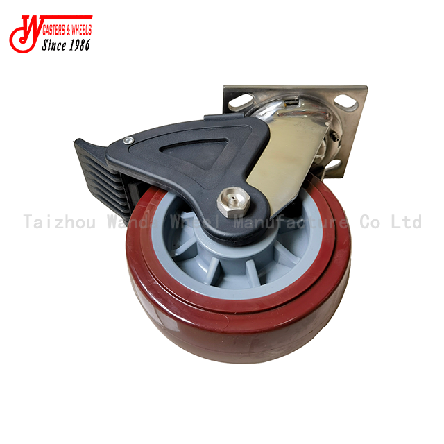 6 inch Medium Duty PP on TPU Swivel with Nylon Front lock Caster for hand trolley