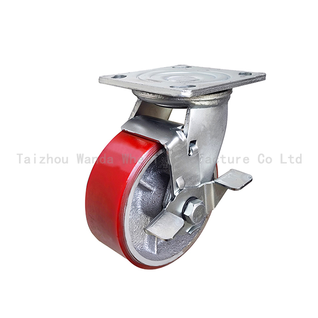 640x640 美式5x2铁芯PU万向侧刹脚轮 水印