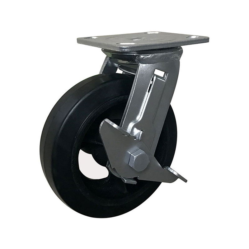 6 inch rubber wheel swivel caster with sde brake