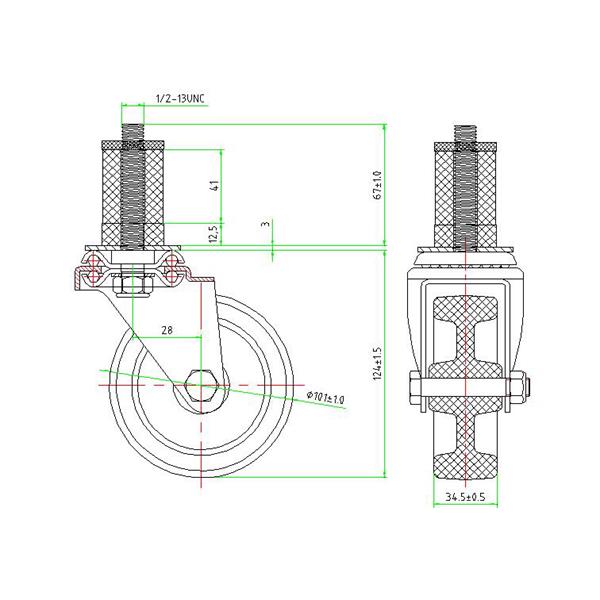 expandable 4x1.25 Rubber Caster drawing(1)