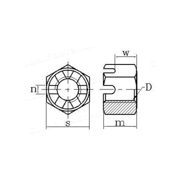 Drawing - slotted nut