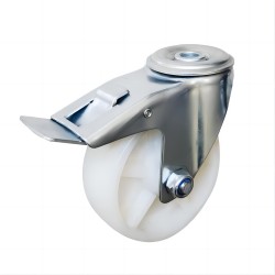 4 inch white nylon swivel castor with double brake(1)