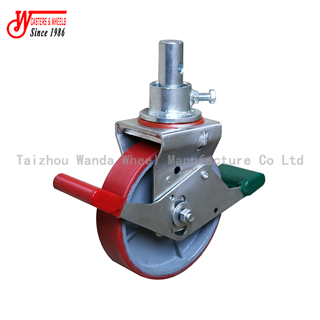 8x2 Red PU on PP Scaffold Castors with Hollow Tube Installation for Scaffold Frame