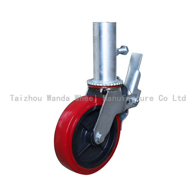 8x2 Red PU on PP Scaffold Castors with Hollow Tube Installation for Scaffold Frame