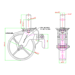 8 inch PU scaffold caster Drawing