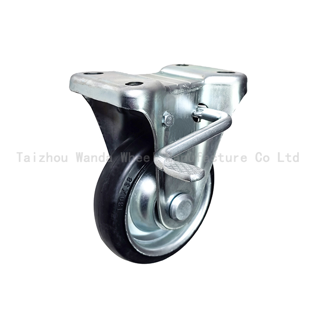 640x640 KB-130 Japan Style 130mm Rubber on Steel Rigid Caster with Brake