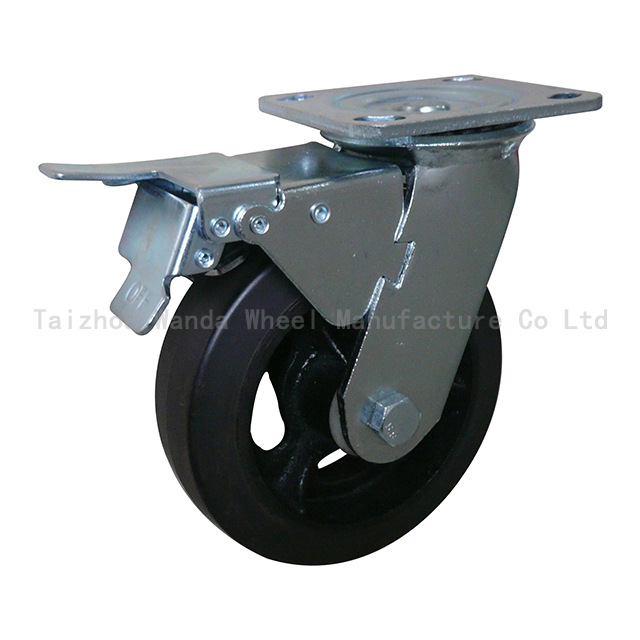 640x640 6x2 铁芯橡胶万向直刹轮 600PS-1500504-12-DUA水印