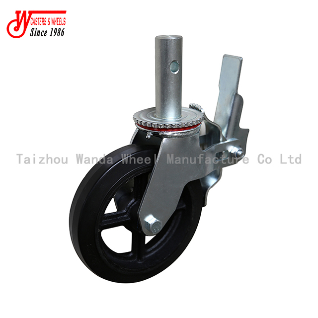 200mm Heavy Duty rubber on iron Scaffold Caster for scaffolding