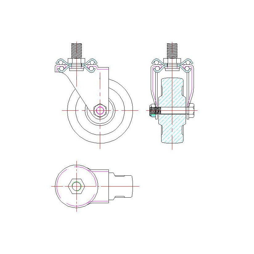 Drawing-Threaded Stem Stainless Steel Swivel Caster