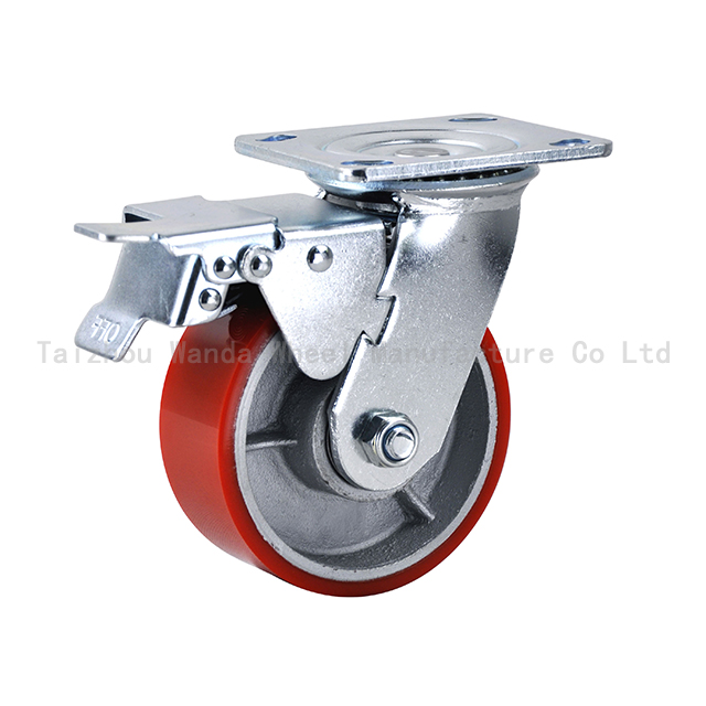 640x640 美式5x2铁芯PU万向直刹脚轮 水印