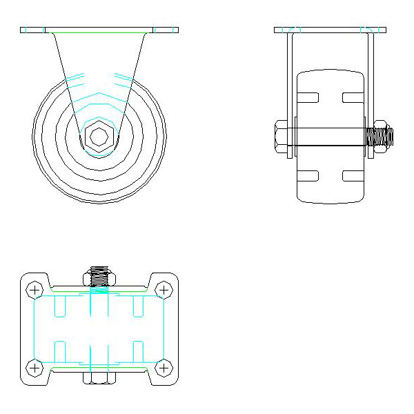 elastic rubber fixed caster drawing