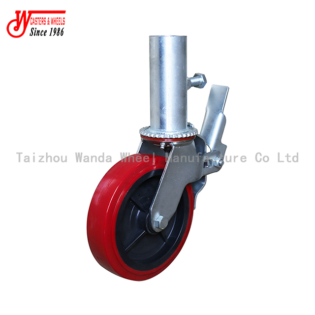 8x2 Red PU on PP Scaffold Castors with Hollow Tube Installation for Scaffold Frame